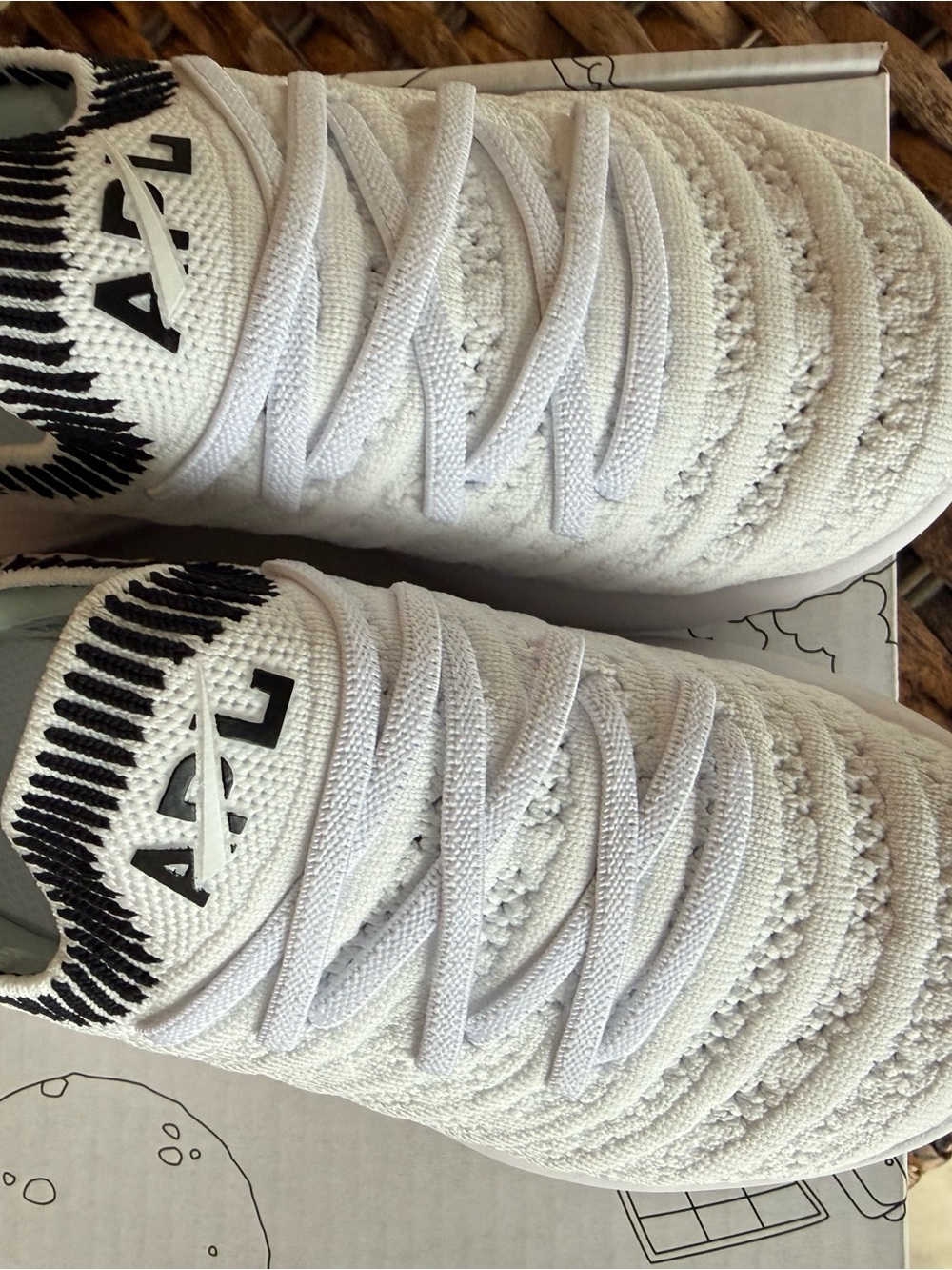 APL Kids White Knit Sneakers with Black Heel Accent